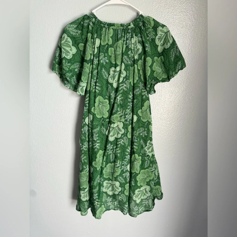Sundry Anthropologie V Neck Mini Sling Dress Green Floral Size 3